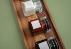 jars on wooden tray