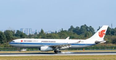 air china cargo plane landing at airport