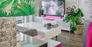 turned on flat screen led television